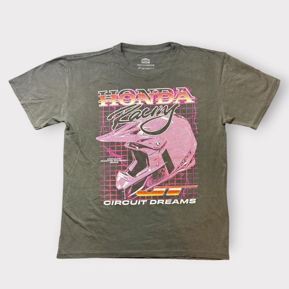 Honda Racing Circuit Dreams JT Racing Graphic T-Shirt Gray Brown Mens L